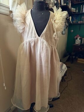 PHILANTHROPY Deep V, puff sleeves, elegant romper